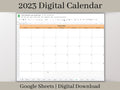 2023 Digital Monthly Calendar, Digital Monthly Planner Template, Google Sheets Template, Weeks start on Sunday