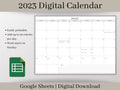 2023 Digital Monthly Calendar, Minimalist Digital Monthly Planner Template, Google Sheets Template, Weeks start on Sunday