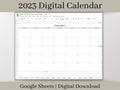 2023 Digital Monthly Calendar, Minimalist Digital Monthly Planner Template, Google Sheets Template, Weeks start on Sunday