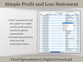 Automated Profit and Loss Statement, Excel Template, Perfect for your small business or side hustle.