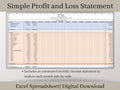 Automated Profit and Loss Statement, Excel Template, Perfect for your small business or side hustle.