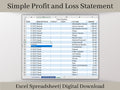 Automated Profit and Loss Statement, Excel Template, Perfect for your small business or side hustle.