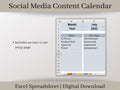 Social Media Content Calendar, Excel Content Planner Template, Individual calendars designed for Facebook, Instagram, Twitter, and Pinterest