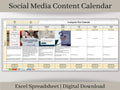 Social Media Content Calendar, Excel Content Planner Template, Individual calendars designed for Facebook, Instagram, Twitter, and Pinterest