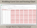 Wedding Guest List and Seating Chart Spreadsheet, Google Sheets, Plan Your Guest List, Seating Chart, and Meals Easily with this template.