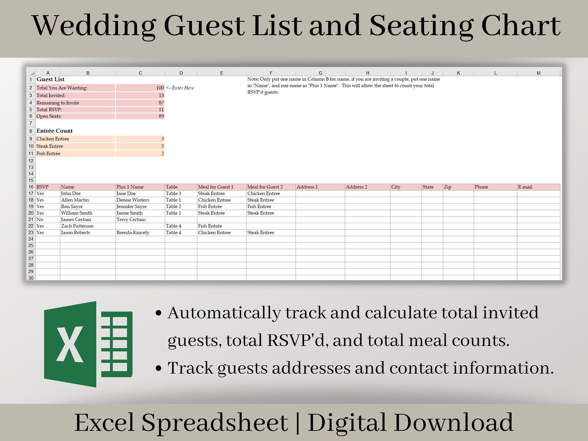 Easy Wedding Planner, Google Sheets Wedding Spreadsheet, Wedding Budget ...