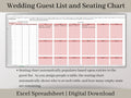 Wedding Guest List and Seating Chart Spreadsheet, Excel Template, Plan Your Guest List, Seating Chart, and Meals Easily with this template.