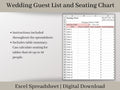 Wedding Guest List and Seating Chart Spreadsheet, Excel Template, Plan Your Guest List, Seating Chart, and Meals Easily with this template.