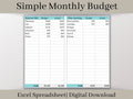 Monthly Budget Spreadsheet, Excel Planner Template, Easily Monitor Your Personal Finances and Start Saving