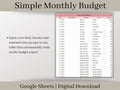 Monthly Budget Spreadsheet, Google Sheets Automated Budget Planner Template, Easy to use Financial Planner