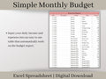 Monthly Budget Spreadsheet, Excel Automated Budget Planner Template, Easy to use Financial Planner