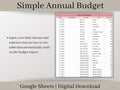 Annual Budget Spreadsheet, Google Sheets Budget Planner Template, Automated Digital Financial Planner