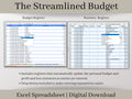 Profit and Loss and Monthly Budget Spreadsheet. Excel template. Track your business and personal income and expenses in one spreadsheet.