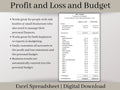 Profit and Loss and Monthly Budget Spreadsheet. Excel Spreadsheet. Track your business and personal income and expenses in one spreadsheet.