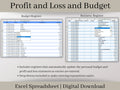 Profit and Loss and Monthly Budget Spreadsheet. Excel Spreadsheet. Track your business and personal income and expenses in one spreadsheet.