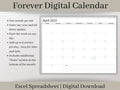 Digital Monthly Calendar, Excel Digital Monthly Planner Template, Use for any year and start your week on any day.