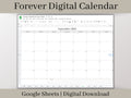 Digital Monthly Calendar, Minimalist Digital Monthly Planner Template, Google Sheets, Use for any year and start your week on any day.