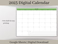 2023 Digital Monthly Calendar, Digital Monthly Planner Template, Google Sheets Template, Weeks start on Sunday