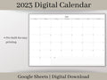 2023 Digital Monthly Calendar, Minimalist Digital Monthly Planner Template, Google Sheets Template, Weeks start on Sunday