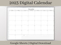 2023 Digital Monthly Calendar, Minimalist Digital Monthly Planner Template, Google Sheets Template, Weeks start on Sunday