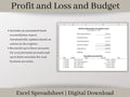 Profit and Loss and Monthly Budget Spreadsheet, excel template, track all income and expenses in one spreadsheet, bank reconciliation tool.