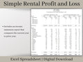 Rental Income Statement Spreadsheet, excel landlord template, Rental Profit and Loss. Great for Airbnb and Vrbo hosts.