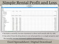 Rental Income Statement Spreadsheet, excel landlord template, Rental Profit and Loss. Great for Airbnb and Vrbo hosts.