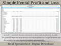 Rental Income Statement Spreadsheet, Custom Fiscal Year, excel landlord template, Rental Profit and Loss, Great for Airbnb / Vrbo.