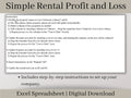 Rental Income Statement Spreadsheet and customer payer tracker, excel landlord template, Rental Profit and Loss, Great for Airbnb / Vrbo.