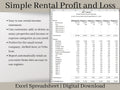 Rental Income Statement Spreadsheet, excel landlord template, Rental Profit and Loss, Great for Airbnb / Vrbo.