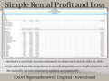 Rental Income Statement Spreadsheet, excel landlord template, Rental Profit and Loss, Great for Airbnb / Vrbo.