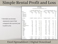 Rental Income Statement Spreadsheet and bank reconciliation tool, excel landlord template, Rental Profit and Loss, Great for Airbnb / Vrbo.