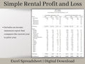 Rental Income Statement Spreadsheet, Custom Fiscal Year, excel landlord template, Rental Profit and Loss, Great for Airbnb / Vrbo.