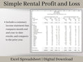 Rental Income Statement Spreadsheet and bank reconciliation tool, excel landlord template, Rental Profit and Loss, Great for Airbnb / Vrbo.