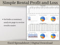 Rental Income Statement Spreadsheet, excel landlord template, Rental Profit and Loss. Great for Airbnb and Vrbo hosts.