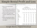 Rental Income Statement Spreadsheet, Google Sheets Template , Landlord Profit and Loss, Great for Airbnb/ Vrbo Hosts, Rental Profit and Loss