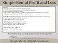 Rental Income Statement Spreadsheet, Google Sheets Template , Landlord Profit and Loss, Great for Airbnb/ Vrbo Hosts, Rental Profit and Loss