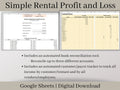 Rental Income Statement Spreadsheet and bank reconciliation tool, Excel Template , Landlord Profit and Loss, Great for Airbnb and Vrbo