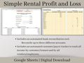 Rental Income Statement Spreadsheet and bank reconciliation tool, Google Sheets Template , Landlord Profit and Loss, Great for Airbnb / Vrbo