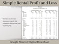 Rental Income Statement Spreadsheet & Revenue Stream Tracker, Excel Template , Landlord Profit and Loss, Great for Airbnb and Vrbo