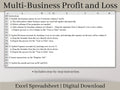 Multi-Business Profit and Loss Spreadsheet, Excel Small Business Template, Perfect income and expense tracker for multiple businesses.