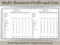 Multi-Business Profit and Loss Spreadsheet, Excel Small Business Template, Perfect income and expense tracker for multiple businesses.