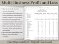 Multi-Business Profit and Loss Spreadsheet, Google Sheets Small Business Template, Income and expense tracker for multiple side hustles.