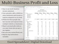 Multi-Business Profit and Loss Spreadsheet, Google Sheets Small Business Template, Income and expense tracker for multiple side hustles.