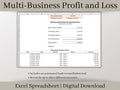 Multi-Business Profit and Loss Spreadsheet, Google Sheets Small Business Template, Income and expense tracker for multiple side hustles.