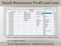 Small Business Bookkeeping Template | Profit and Loss Excel Spreadsheet | Income and Expense Tracker | Sales Tracker and Business Budget