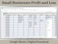 Small Business Bookkeeping Template | Profit and Loss Google Sheets Spreadsheet | Income Expense Tracker | Sales Tracker & Business Budget