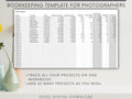 Simple Bookkeeping Template For Photographers, Excel Template, Track your Income and Expenses for all of your projects in minutes.