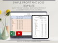 Automated Profit and Loss Statement, Excel Template, Easy Bookkeeping Spreadsheet for Your Small Business, Customizable Fiscal Year