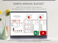 Annual Budget Spreadsheet, Excel Annual and Monthly Budget Planner Template, Easy to Use Finance Planner